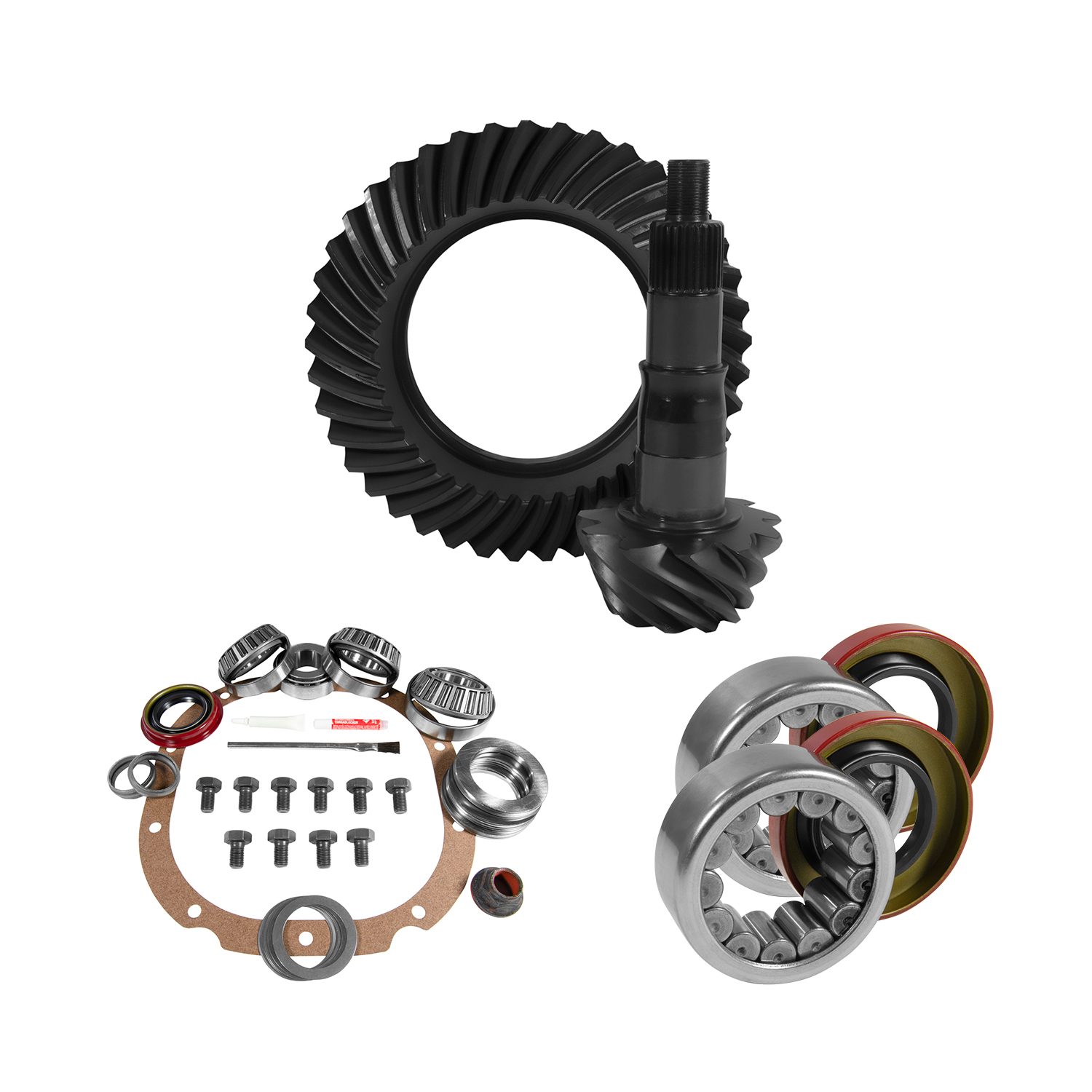 8.8" Ford 3.55 Rear Ring & Pinion, Install Kit, 2.99" OD Axle Bearings & Seals 