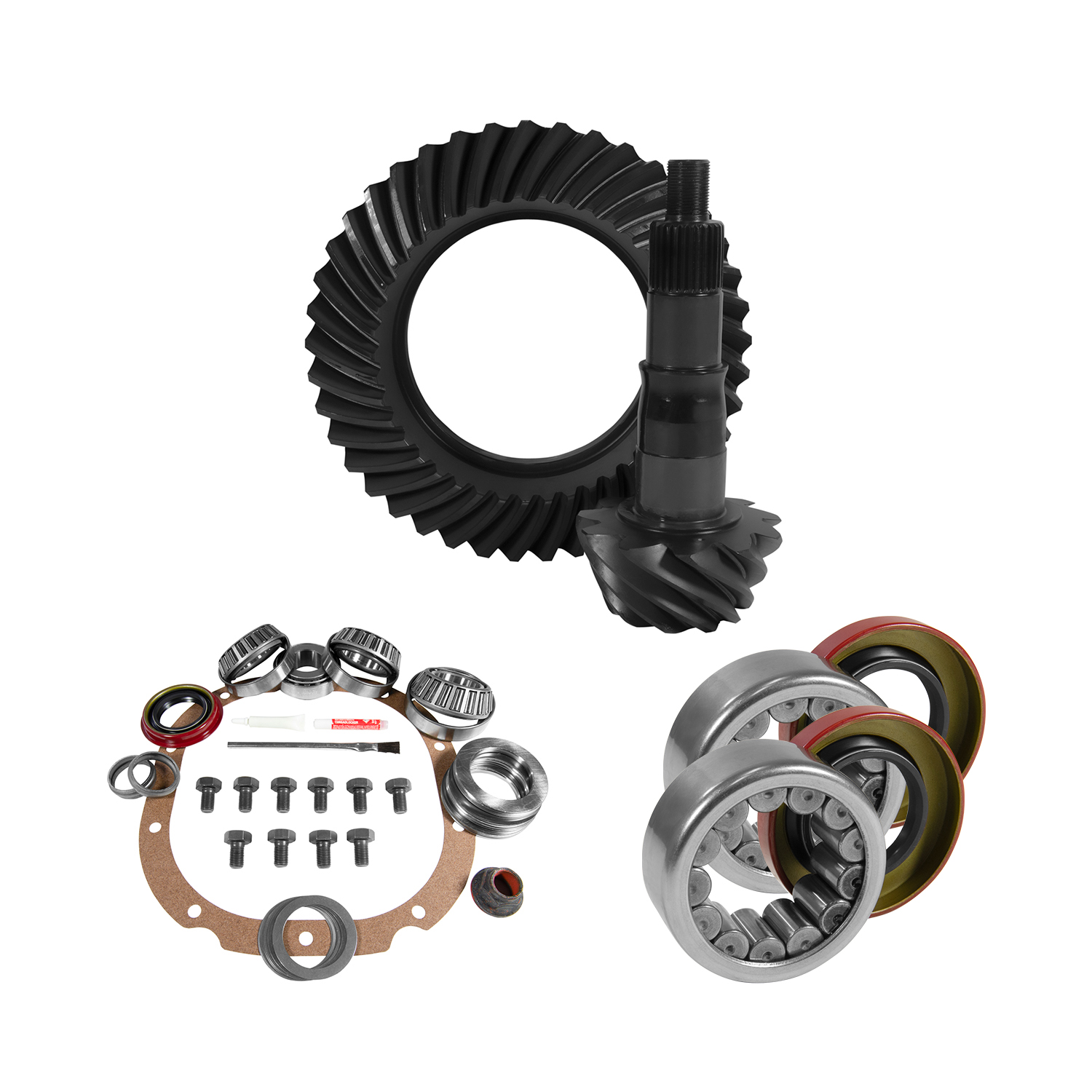 8.8" Ford 4.56 Rear Ring & Pinion, Install Kit, 2.99" OD Axle Bearings & Seals 