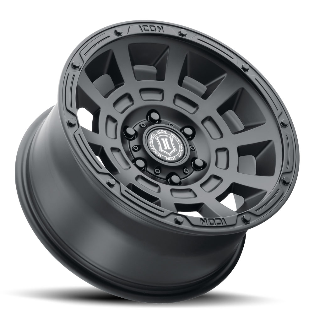 ICON Alloys Thrust, Satin Black, 17 x 8.5 / 6 x 5.5, 0mm Offset, 4.75" BS