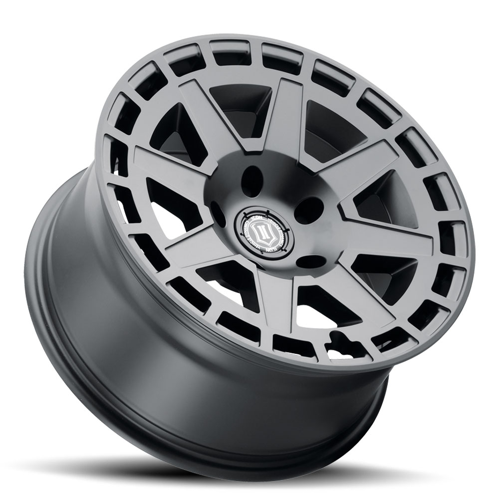 ICON Alloys Compass, Satin Black, 17 x 8.5 / 6 x 5.5, 0mm Offset, 4.75" BS