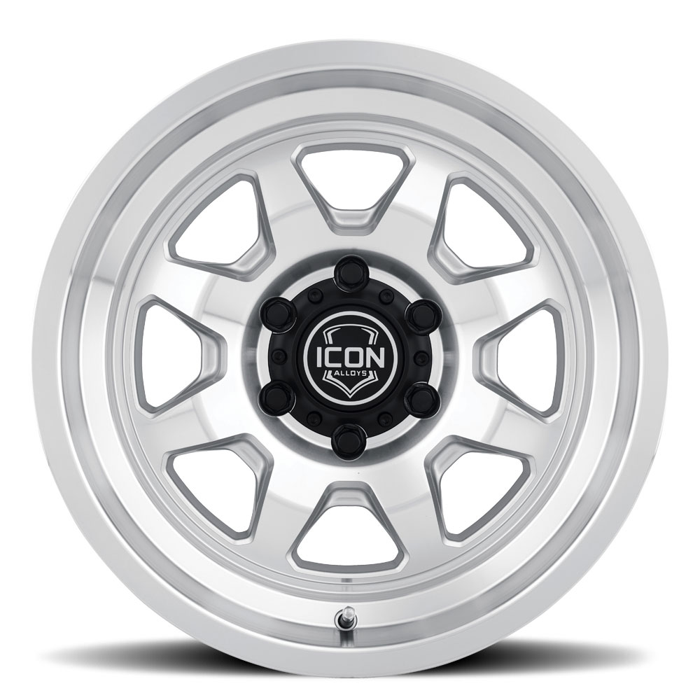 ICON Alloys Nuevo, Silver Machined, 17 x 8.5 / 6 x 5.5, 0mm Offset, 4.75" BS