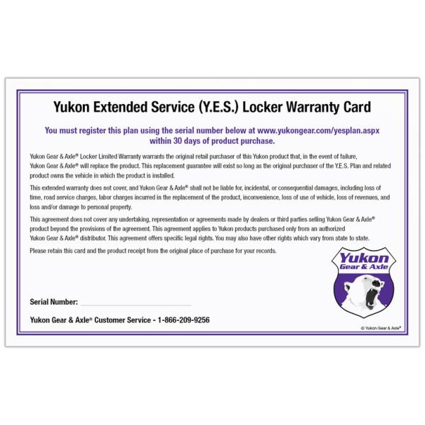 Yukon Extended Service (YES) Plan Warranty for Yukon Grizzly or Zip Lockers