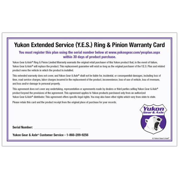 Yukon Extended Service (YES) Plan Warranty for Yukon Ring and Pinion Sets