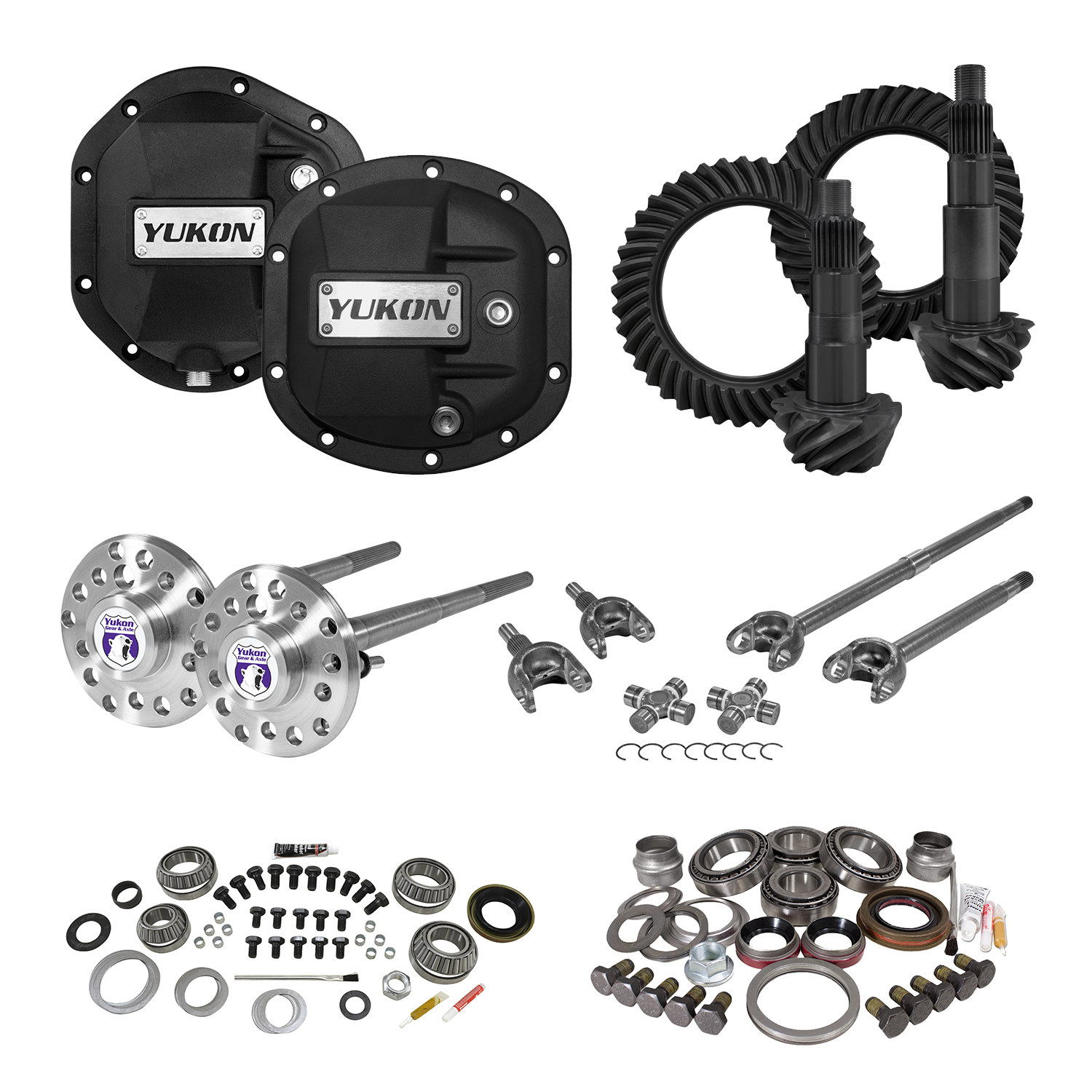 Yukon Stage 4 Jeep JK Re-Gear Kit w/covers & Fr/Rr Axles, Dana 30/44, 4.11 Ratio